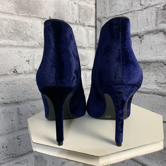 Enzo Angiolini Witchy Blue Velvet Peep Toe Strappy Ankle Boot - Picture 7 of 12